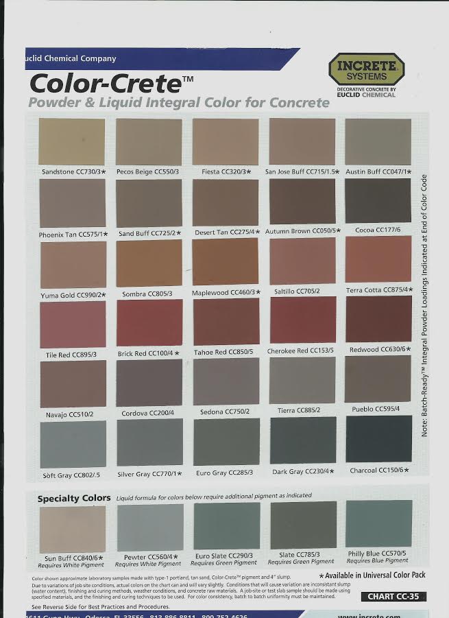 Color Crete Color Chart